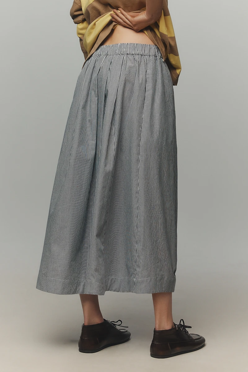 Maeve Striped Poplin Button-Front Skirt