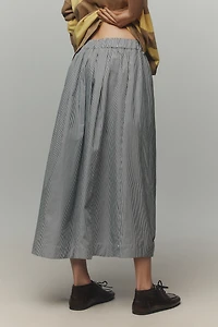 Maeve Striped Poplin Button-Front Skirt