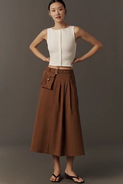 Maeve Pleated Cargo Midi Skirt