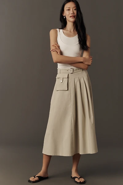 Maeve Pleated Cargo Midi Skirt