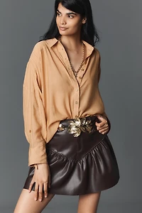 Saylor Pippi Faux-Leather Studded Mini Skirt