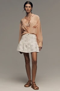 Saylor Denim Eyelet Mini Skirt