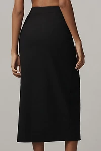 Endless Rose Linen Blend Front-Slit Slim Midi Skirt