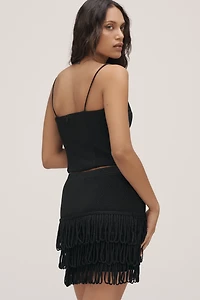 Endless Rose Tiered Lurex Knit Mini Skirt