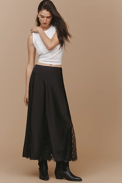 Endless Rose Lace Panel Satin Maxi Skirt