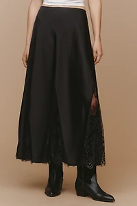 Endless Rose Lace Panel Satin Maxi Skirt