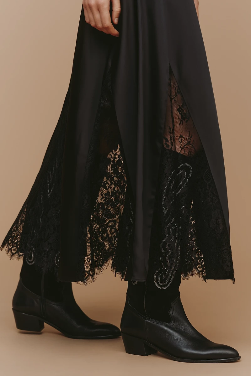Endless Rose Lace Panel Satin Maxi Skirt