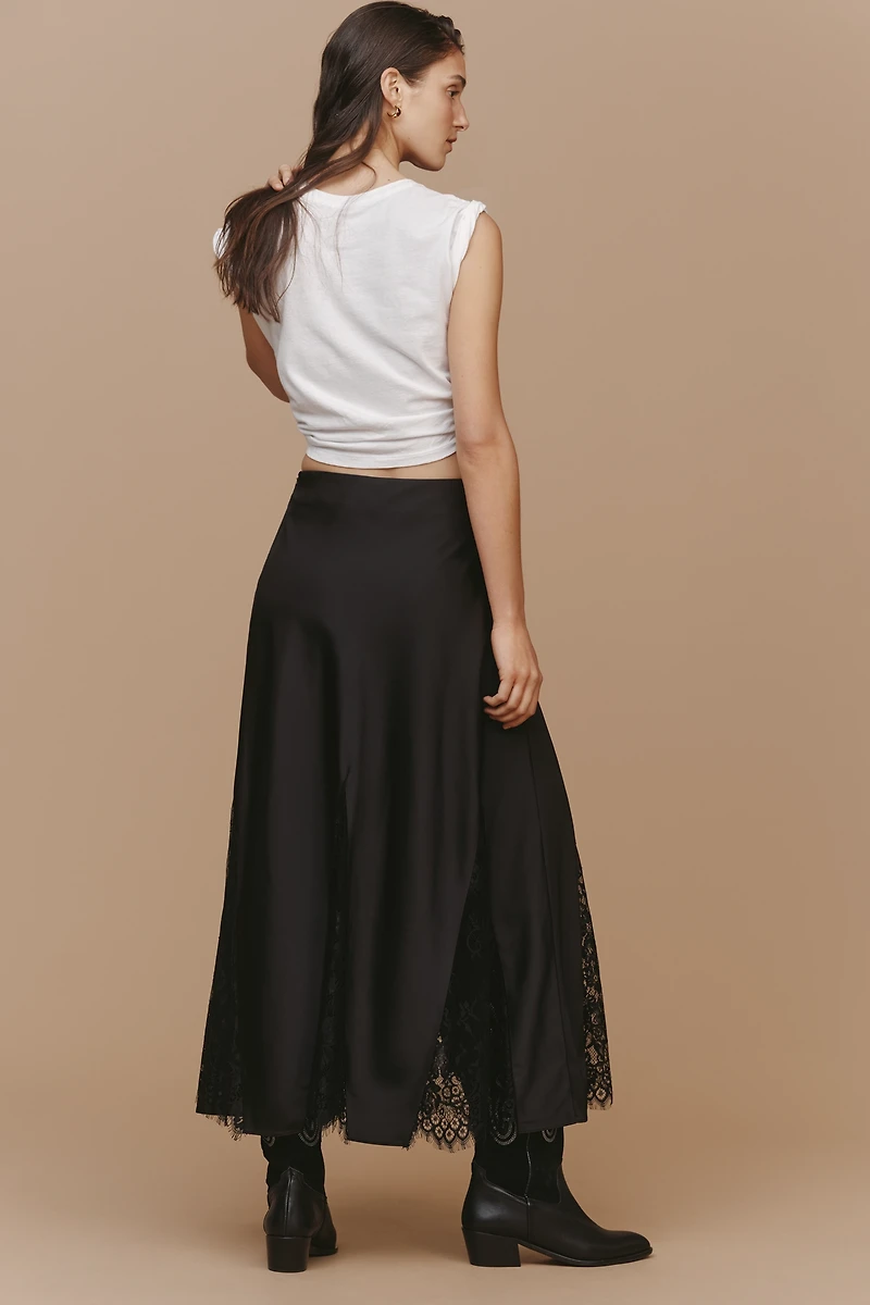 Endless Rose Lace Panel Satin Maxi Skirt
