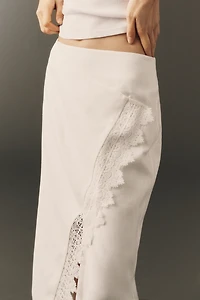 Shona Joy 100% Linen Tolie Lace Midi Skirt