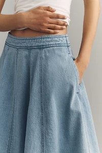 Pilcro Chambray Button-Front Midi Skirt