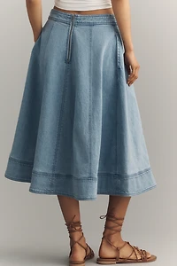 Pilcro Chambray Button-Front Midi Skirt