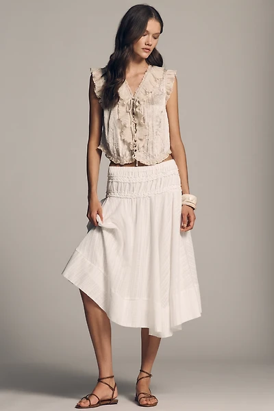 By Anthropologie Gingham Midi Circle Skirt