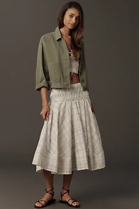 By Anthropologie Gingham Midi Circle Skirt