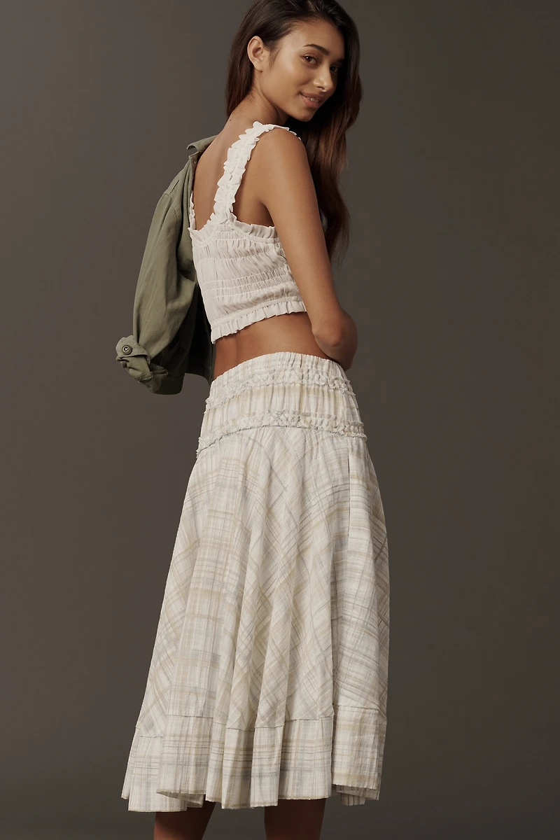 By Anthropologie Gingham Midi Circle Skirt