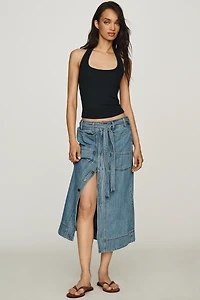 Pilcro Front-Tie Denim Midi Skirt