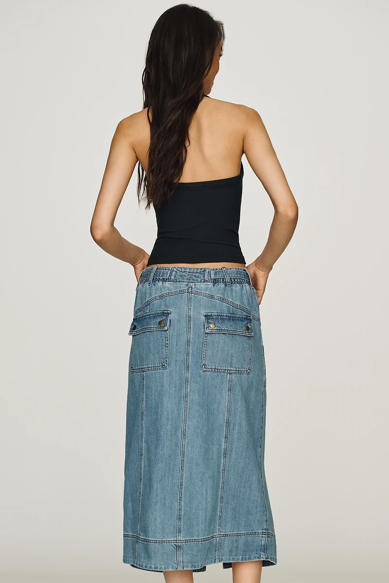 Pilcro Front-Tie Denim Midi Skirt
