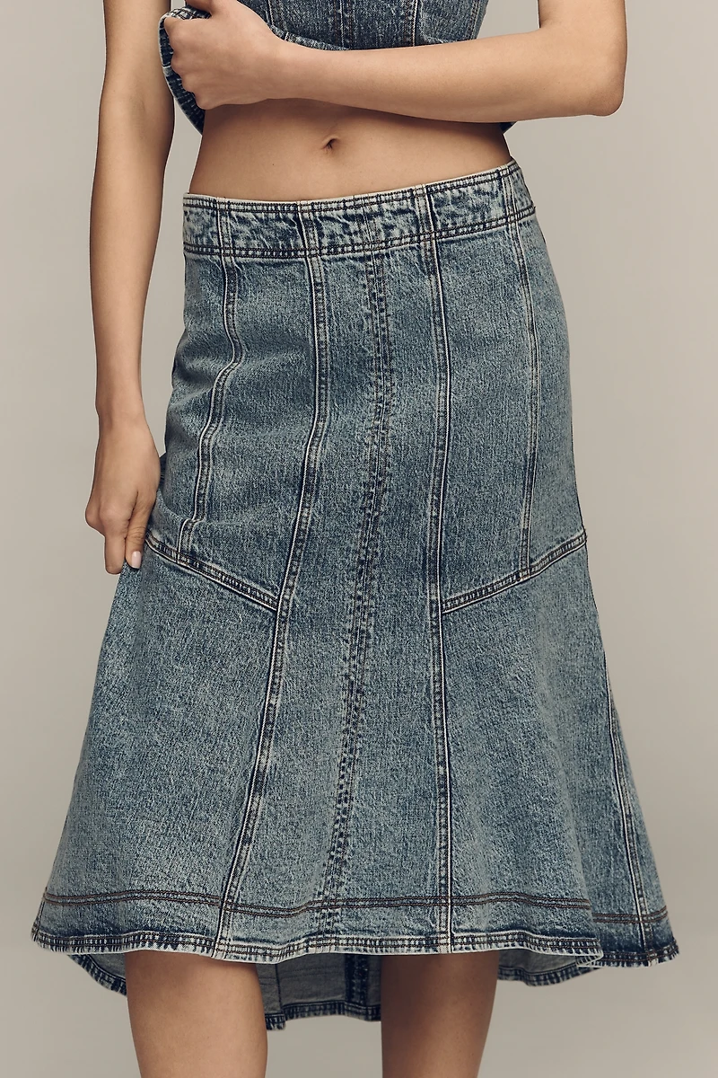 Pilcro Denim Seamed Midi Skirt