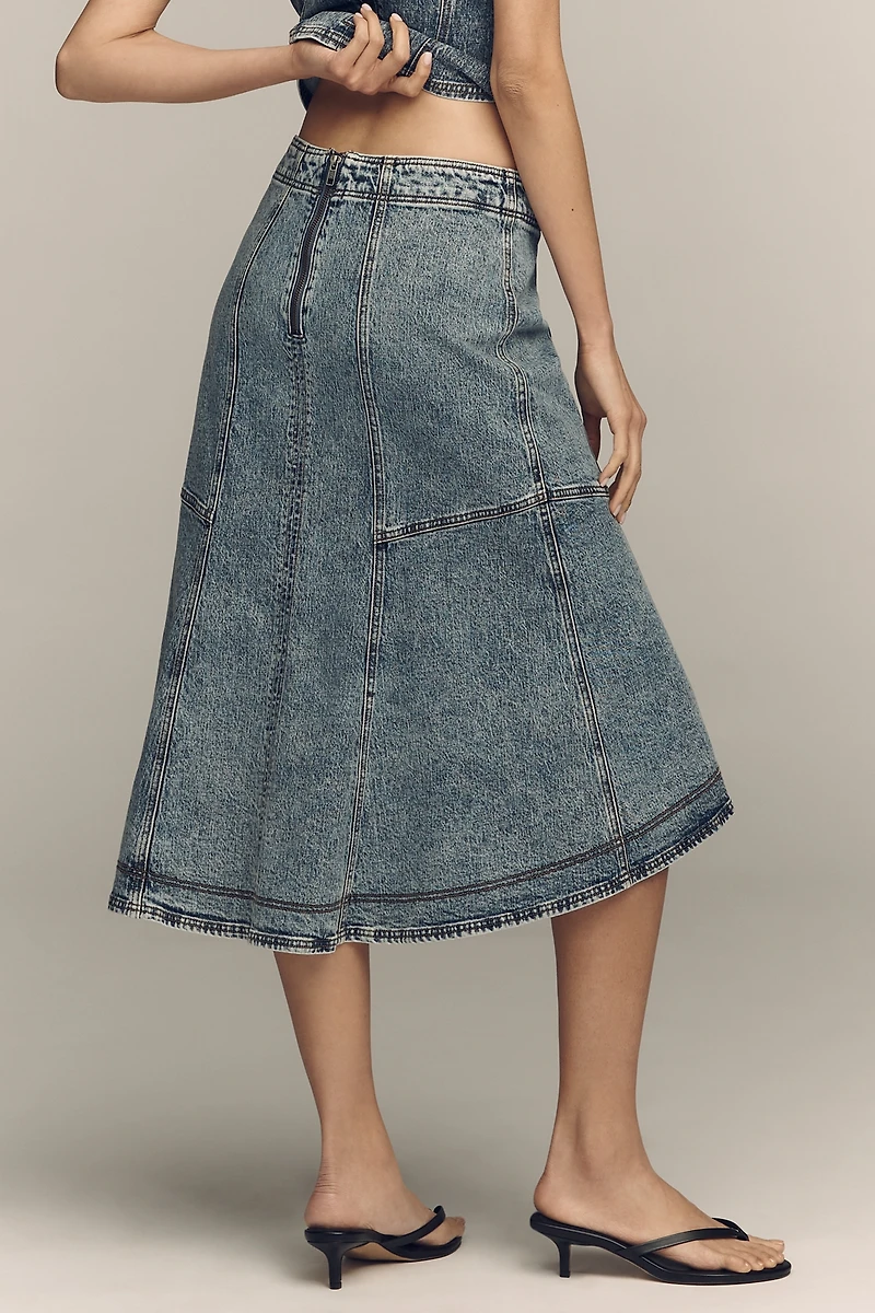 Pilcro Denim Seamed Midi Skirt