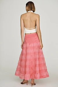 By Anthropologie Tiered Pleated Maxi Skirt