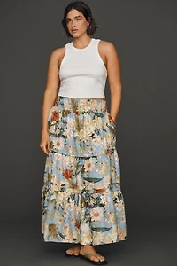 By Anthropologie Somerset Linen Stretch Maxi Skirt