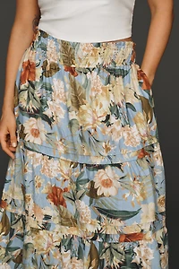 By Anthropologie Somerset Linen Stretch Maxi Skirt