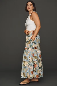 By Anthropologie Somerset Linen Stretch Maxi Skirt