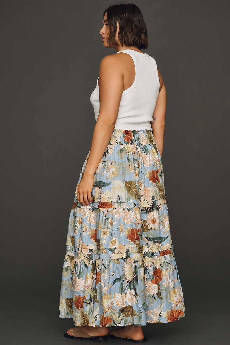 By Anthropologie Somerset Linen Stretch Maxi Skirt