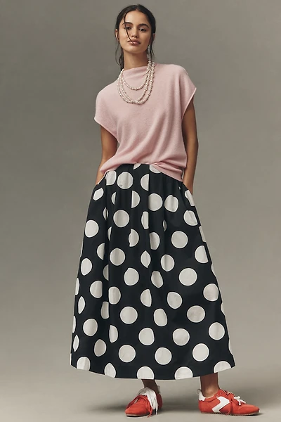 Maeve Cotton Poplin Pleated Midi Skirt