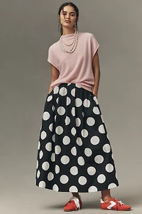 Maeve Cotton Poplin Pleated Midi Skirt