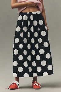 Maeve Cotton Poplin Pleated Midi Skirt