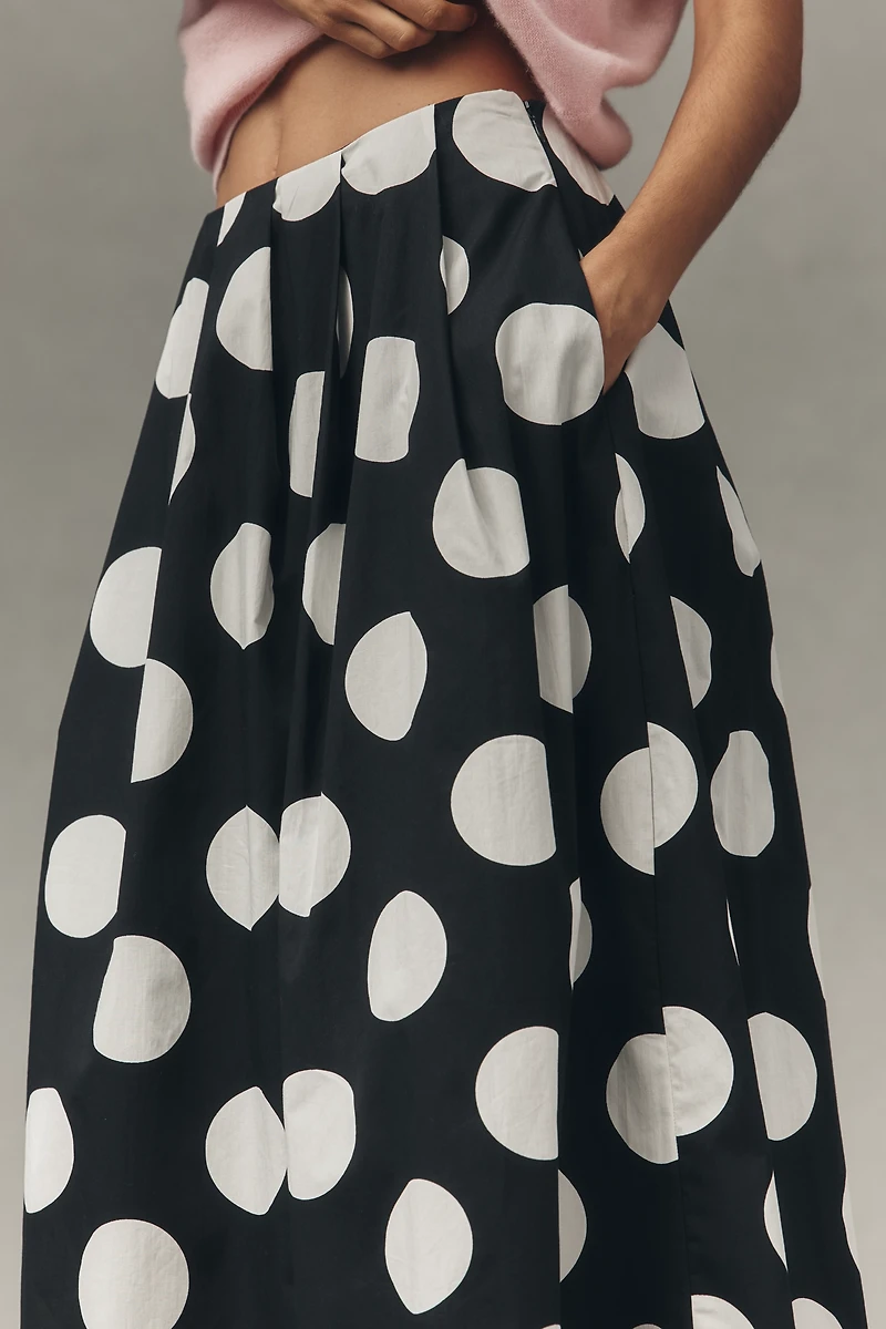 Maeve Cotton Poplin Pleated Midi Skirt