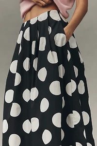 Maeve Cotton Poplin Pleated Midi Skirt