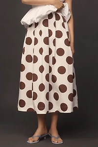 Maeve Cotton Poplin Pleated Midi Skirt