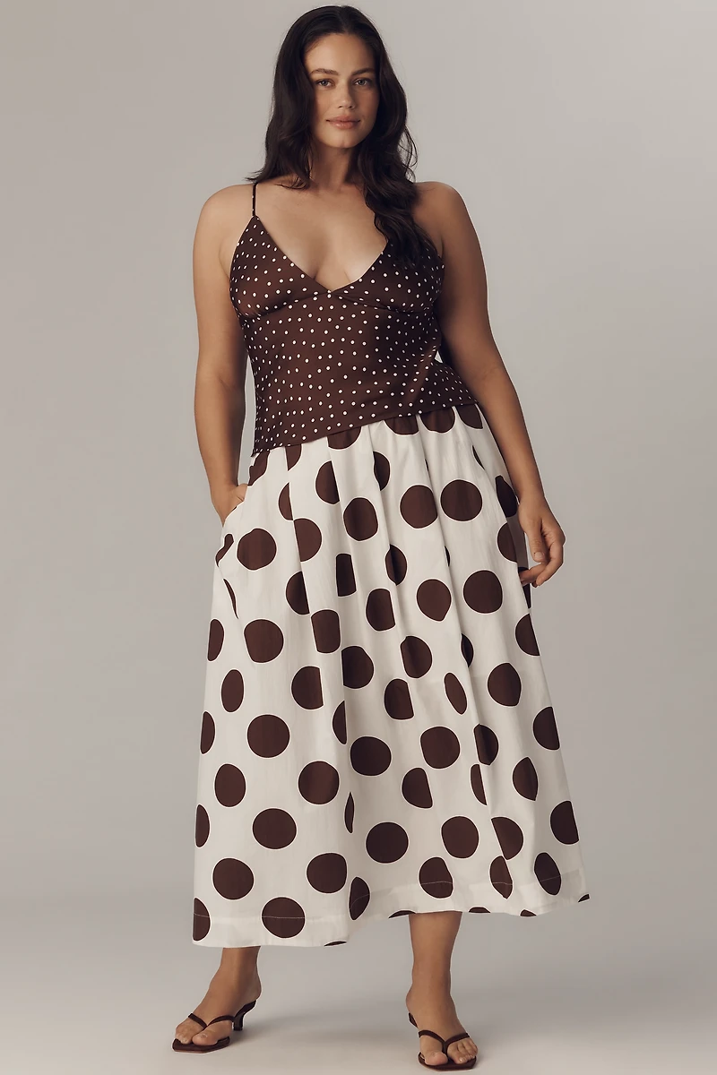 Maeve Cotton Poplin Pleated Midi Skirt