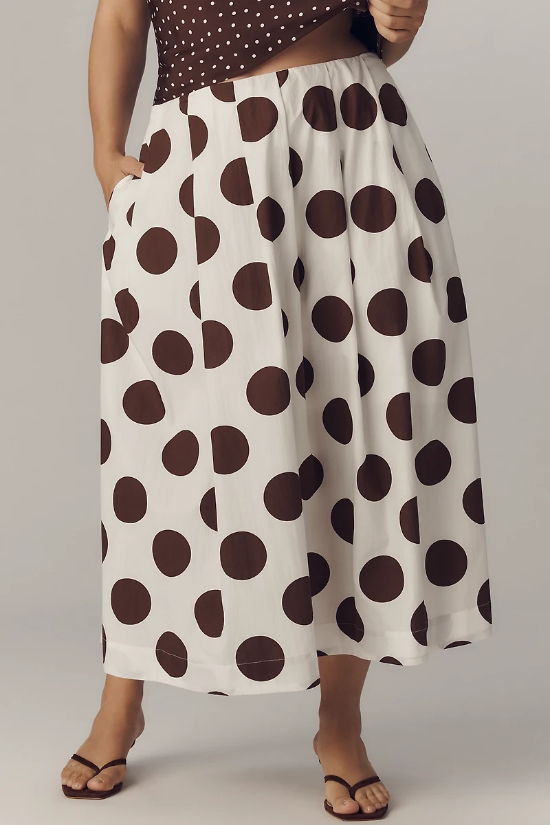 Maeve Cotton Poplin Pleated Midi Skirt