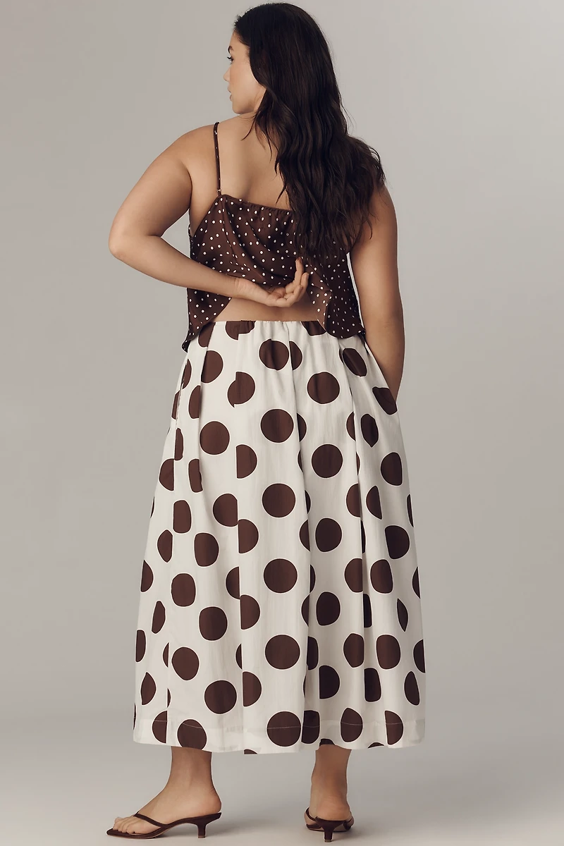 Maeve Cotton Poplin Pleated Midi Skirt