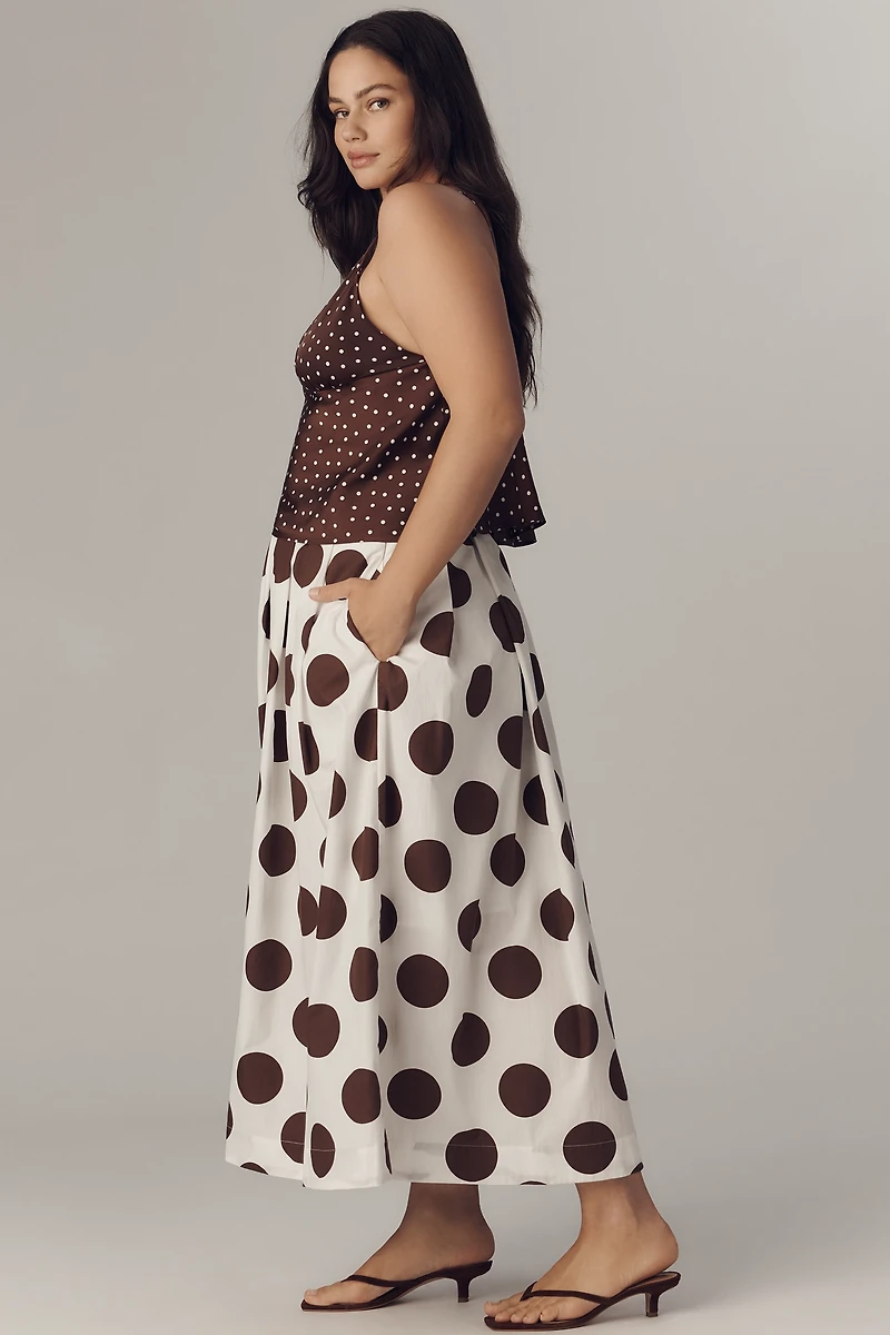 Maeve Cotton Poplin Pleated Midi Skirt