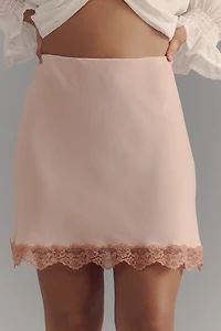 The Tilda Mini Slip Skirt: Lace Trim Edition
