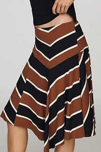 Maeve Asymmetric Godet Rugby Midi Skirt
