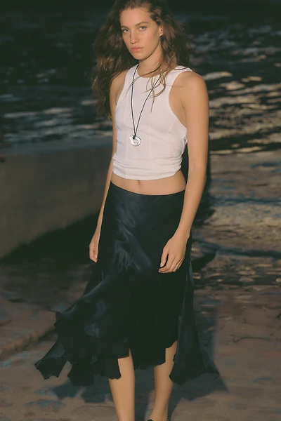 By Anthropologie Silky Swirl Midi Skirt