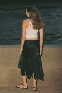 By Anthropologie Silky Swirl Midi Skirt