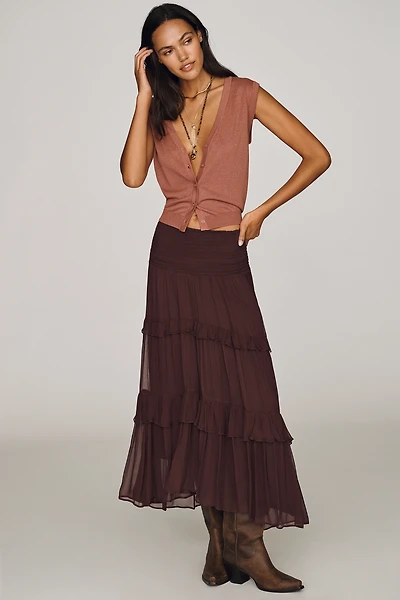 By Anthropologie Tiered Balkans Maxi Skirt
