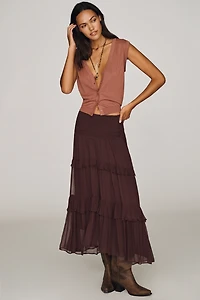 By Anthropologie Tiered Balkans Maxi Skirt