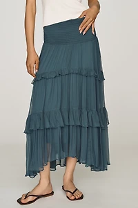 By Anthropologie Tiered Balkans Maxi Skirt