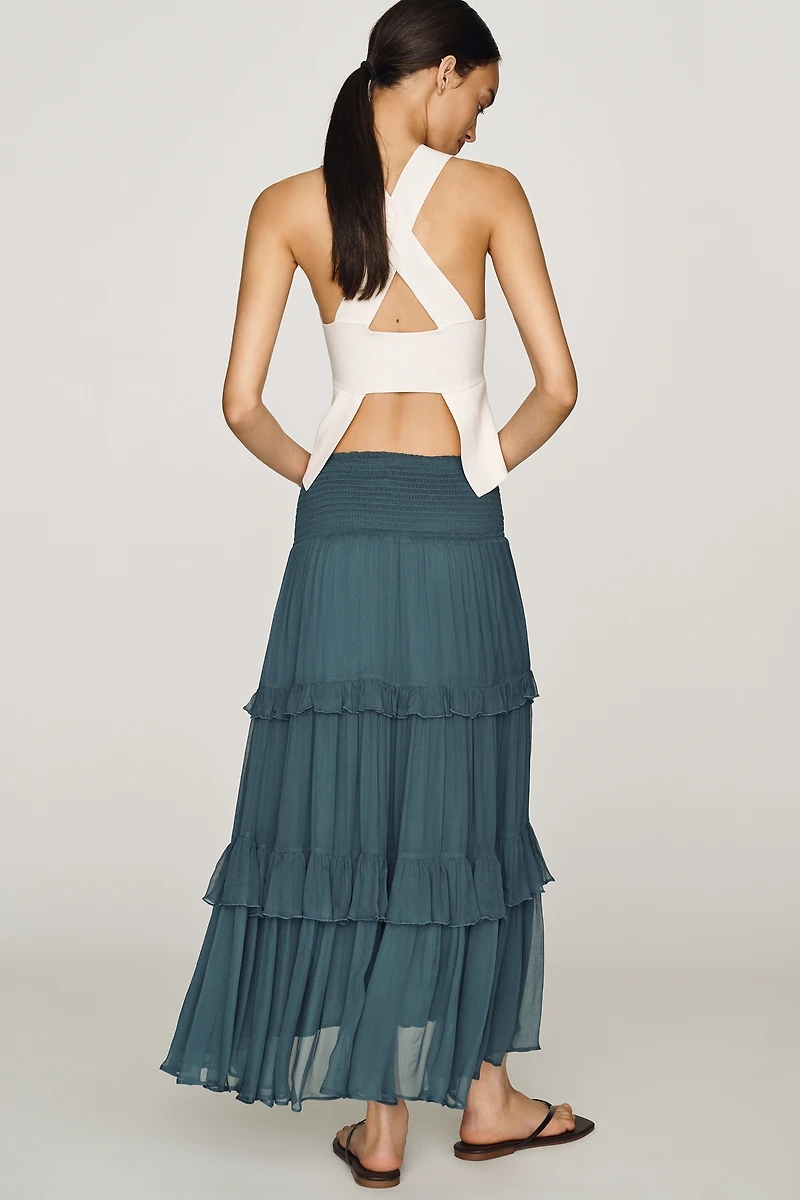 By Anthropologie Tiered Balkans Maxi Skirt