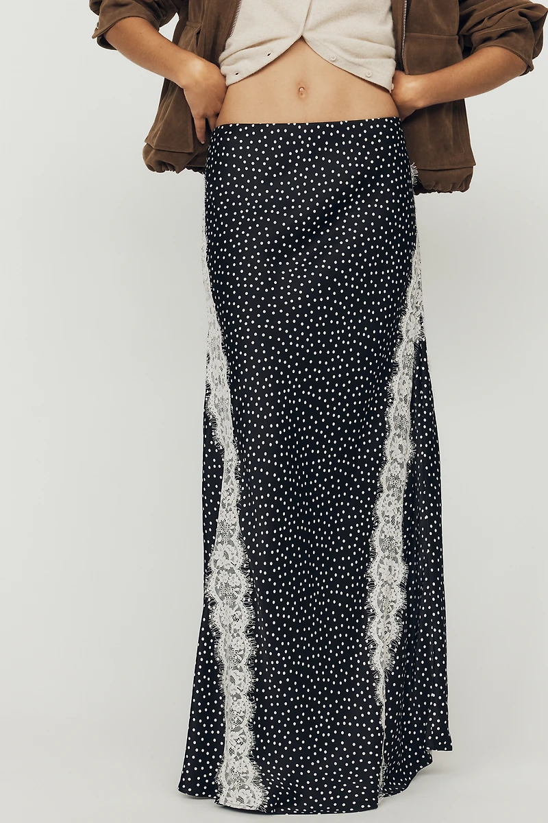 By Anthropologie Tilda Lace-Trim Maxi Slip Skirt