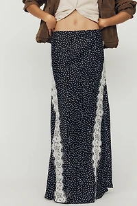 By Anthropologie Tilda Lace-Trim Maxi Slip Skirt