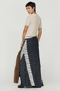 By Anthropologie Tilda Lace-Trim Maxi Slip Skirt