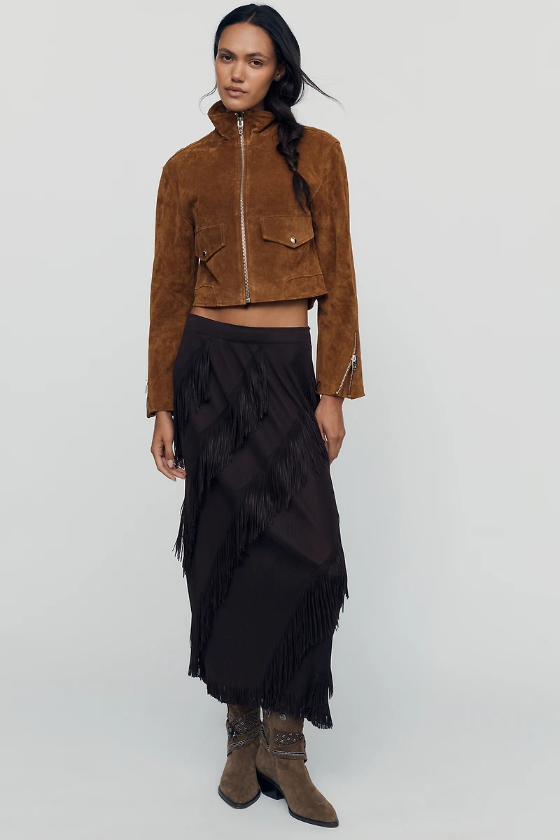 Maude Club Kellie Fringe Midi Skirt