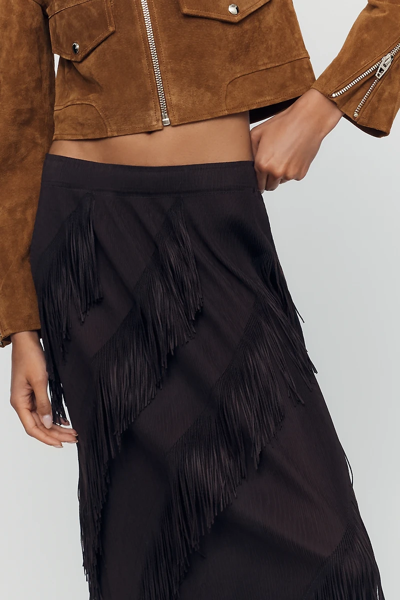 Maude Club Kellie Fringe Midi Skirt